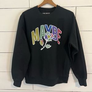 Maybe Today NYC Winter Rose Black Crew Neck Sweatshirt. Size Small. Unis…